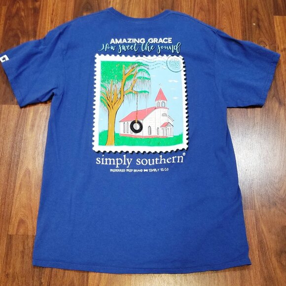 Ladies' Simply Southern S/S Tee with "Amazing Grace" graphic, Size L, EUC - Picture 8 of 11